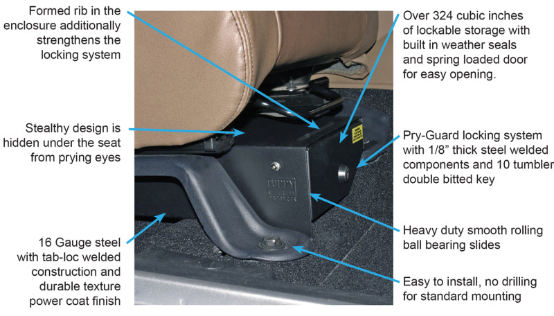 Tuffy Products Tuffy Jeep Wrangler Jk Underseat Drawer Passenger W/ Keyed Lock