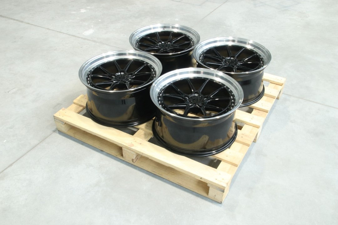 JR Wheels SET-JR#291 Set of JR39 19x9,5 ET22 5x120 Gloss Black w/ Machined Lip