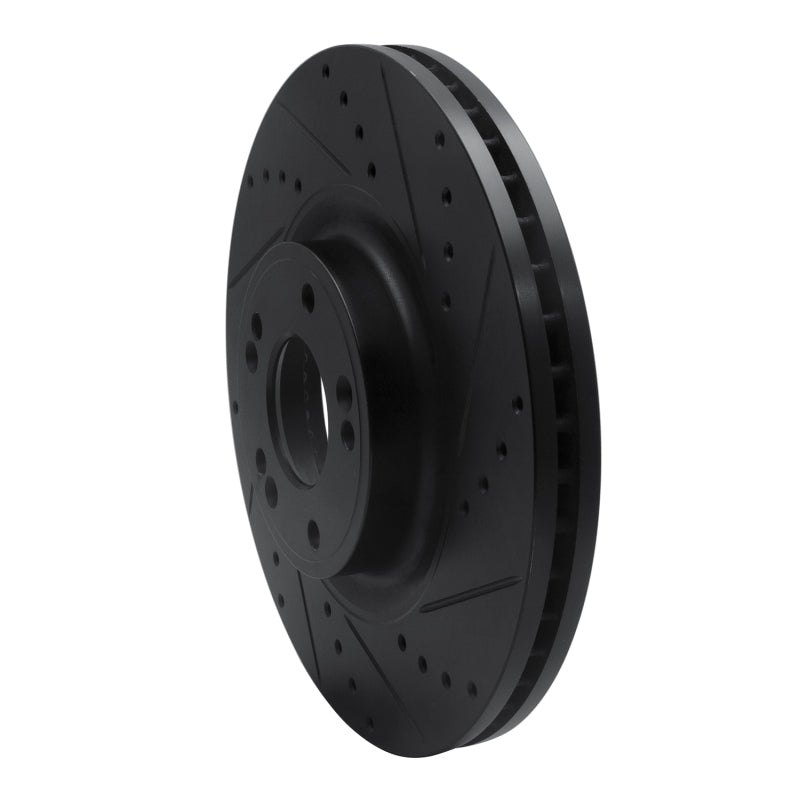 R1 Concepts R1 09-14 Hyundai Genesis Sedan Front Right Drilled & Slotted Black Brake Rotor