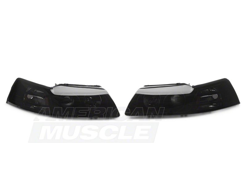 Raxiom 99-04 Ford Mustang Axial Series Projector Headlights- Black Housing (Smoked Lens)