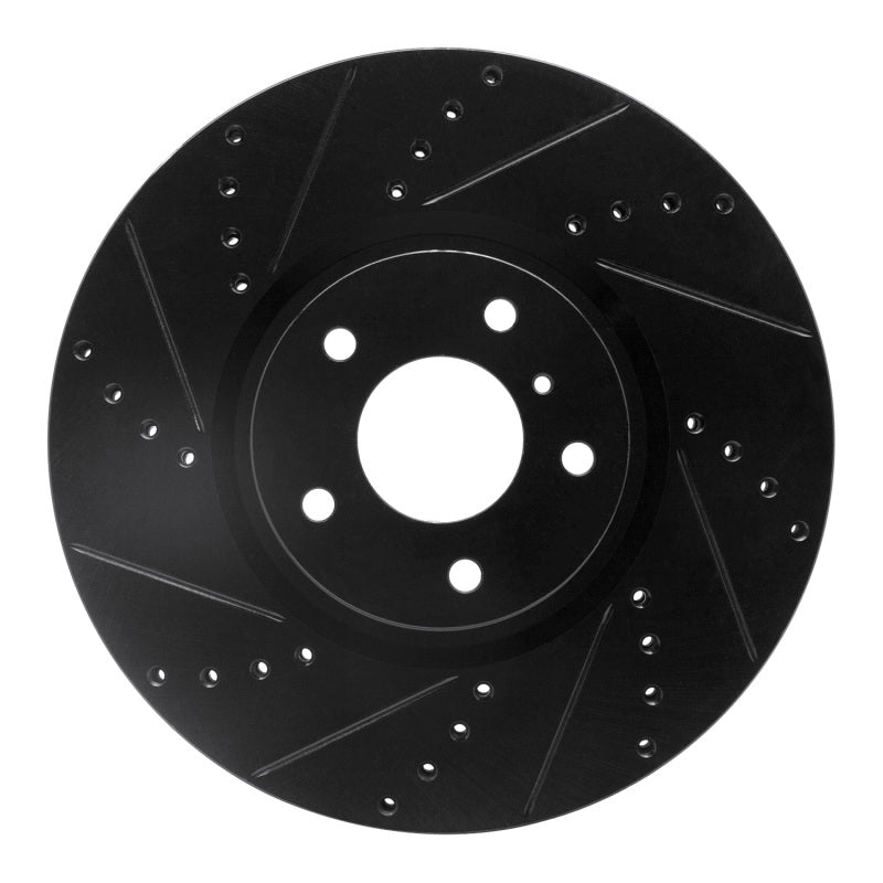 R1 Concepts R1 07-15 Infiniti Q60 Front Left Drilled & Slotted Black Brake Rotor