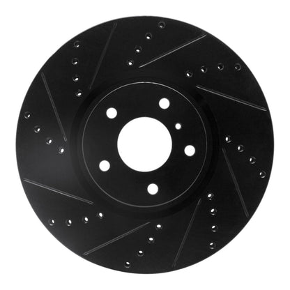 R1 Concepts R1 07-15 Infiniti Q60 Front Left Drilled & Slotted Black Brake Rotor