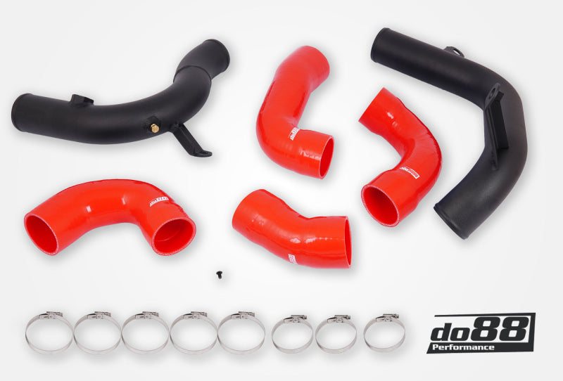 do88 Audi/Seat/Skoda/Volkswagen 1.8T/2.0T (MQB) OEM Intercooler Pressure Pipes w/Red Hoses