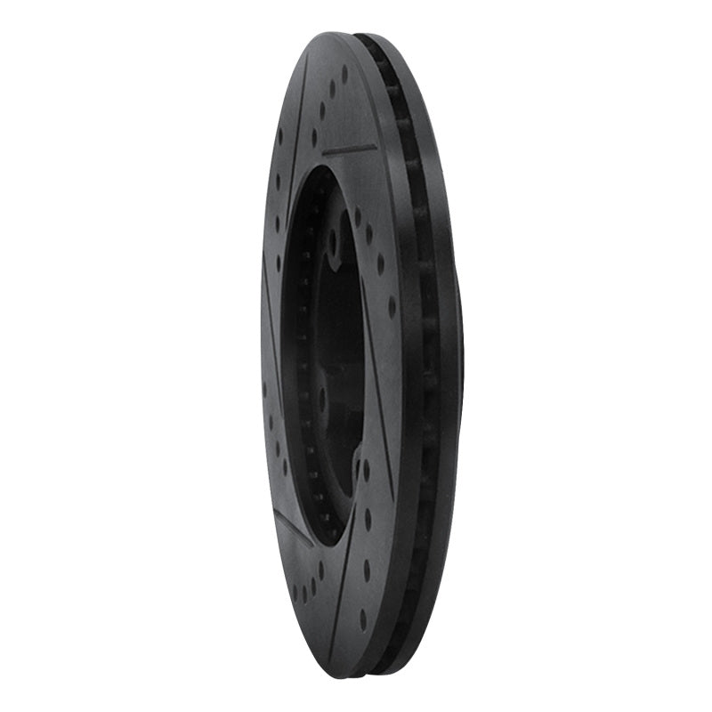 R1 Concepts R1 86-89 Toyota Van Front Right Drilled & Slotted Black Brake Rotor