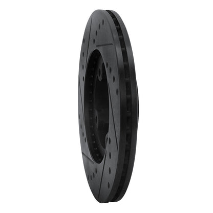 R1 Concepts R1 86-89 Toyota Van Front Right Drilled & Slotted Black Brake Rotor