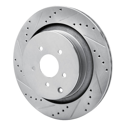 R1 Concepts R1 09-24 Infiniti Q50 Rear Left Drilled & Slotted Silver Brake Rotor