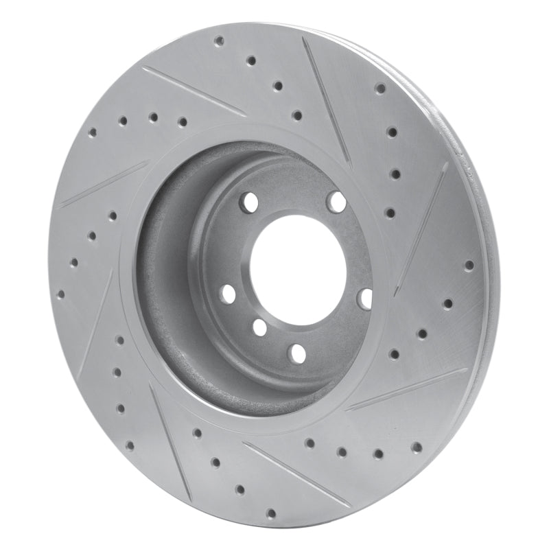 R1 Concepts R1 06-13 BMW 135IS Front Left Drilled & Slotted Silver Brake Rotor