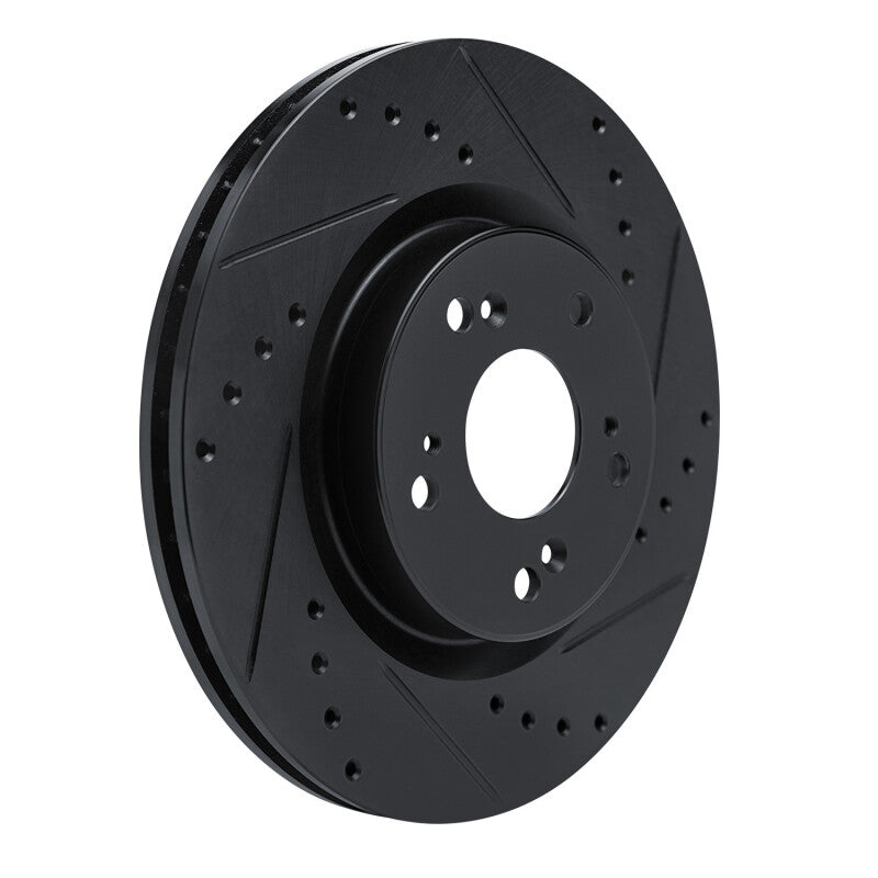R1 Concepts R1 12-16 Honda CR-V Front Right Drilled & Slotted Black Brake Rotor