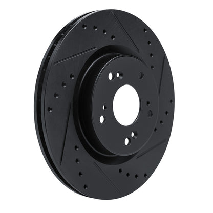 R1 Concepts R1 12-16 Honda CR-V Front Right Drilled & Slotted Black Brake Rotor