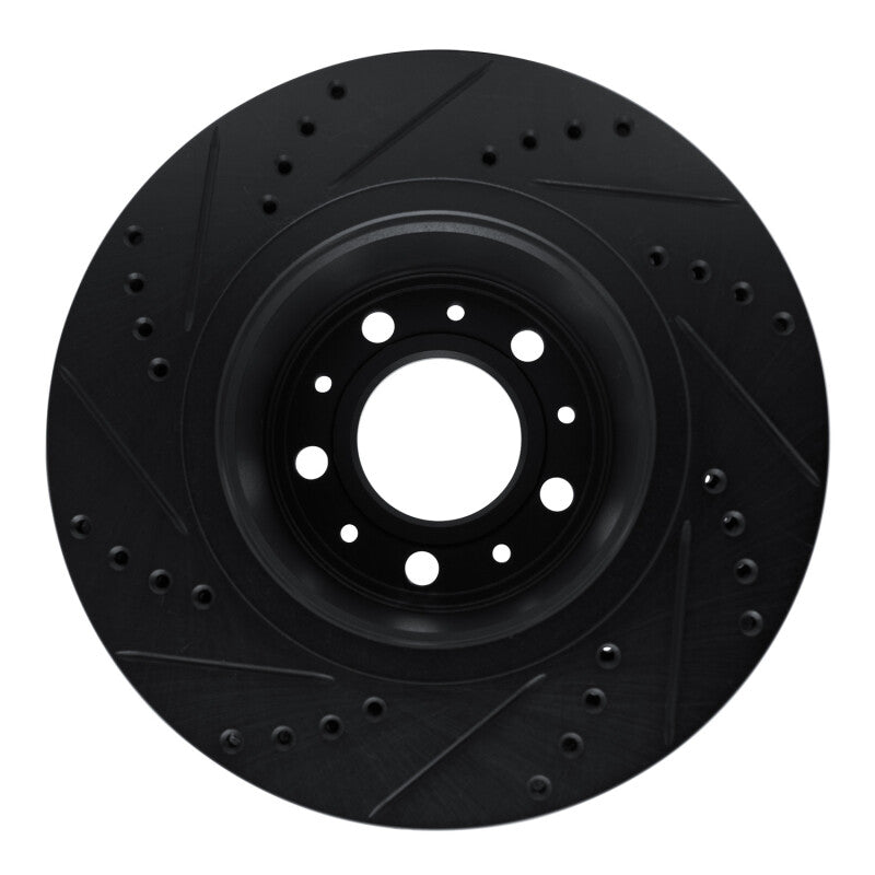 R1 Concepts R1 82-92 Volvo 740 Front Right Drilled & Slotted Black Brake Rotor
