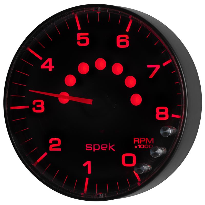 Autometer Spek-Pro Gauge Tachometer 5in 8K Rpm W/Shift Light & Peak Mem Black/Black