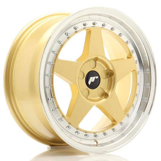 JR Wheels JR617805X2072GDL1 JR Wheels JR6 17x8 ET20-35 5H BLANK Gold w/ Machined Lip
