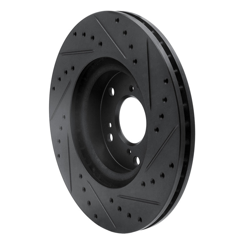 R1 Concepts R1 02-15 Acura CSX Front Left Drilled & Slotted Black Brake Rotor