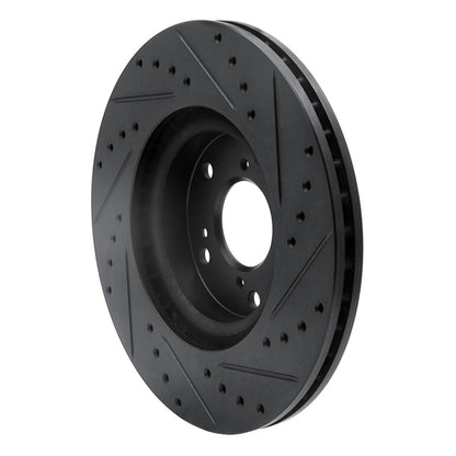 R1 Concepts R1 02-15 Acura CSX Front Left Drilled & Slotted Black Brake Rotor