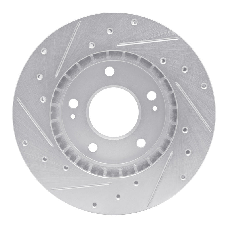 R1 Concepts R1 98-98 Eagle TALON Front Right Drilled & Slotted Silver Brake Rotor
