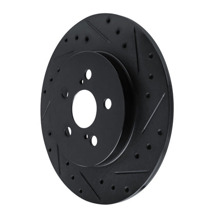 R1 Concepts R1 11-17 Lexus CT200H Rear Right Drilled & Slotted Black Brake Rotor