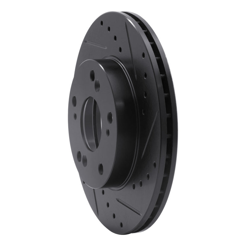 R1 Concepts R1 02-15 Acura RSX Front Right Drilled & Slotted Black Brake Rotor