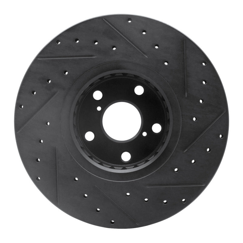 R1 Concepts R1 07-11 Lexus GS350 Left Front Drilled & Slotted Black Brake Rotor