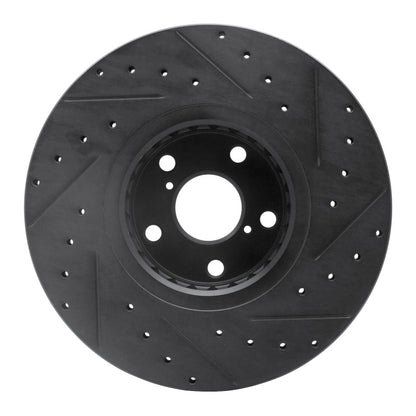 R1 Concepts R1 07-11 Lexus GS350 Left Front Drilled & Slotted Black Brake Rotor