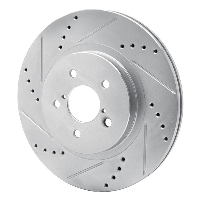R1 Concepts R1 17-23 Subaru Impreza Front Left Drilled & Slotted Silver Brake Rotor