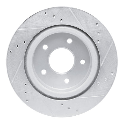 R1 Concepts R1 17-25 Nissan Rogue Rear Left Drilled & Slotted Silver Brake Rotor