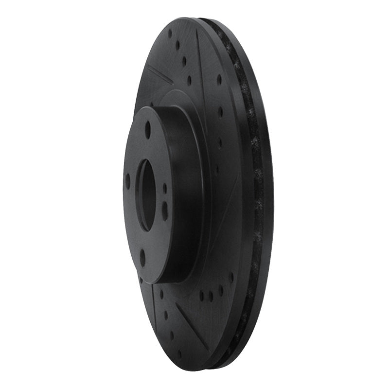 R1 Concepts R1 01-05 Mazda Miata Front Right Drilled & Slotted Black Brake Rotor