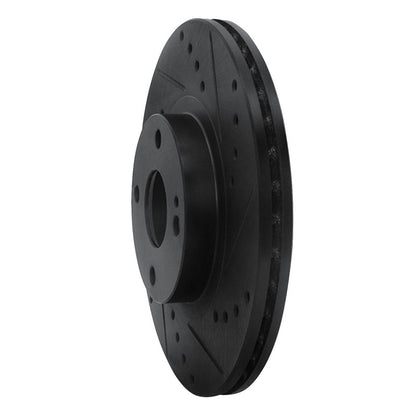 R1 Concepts R1 01-05 Mazda Miata Front Right Drilled & Slotted Black Brake Rotor