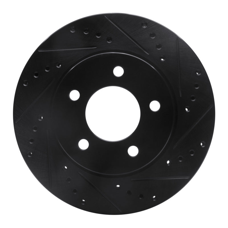 R1 Concepts R1 98-00 Chrysler LHS Front Right Drilled & Slotted Black Brake Rotor
