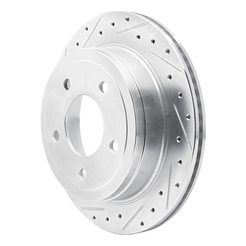 R1 Concepts R1 04-06 Ford E-150 Rear Left Drilled & Slotted Silver Brake Rotor