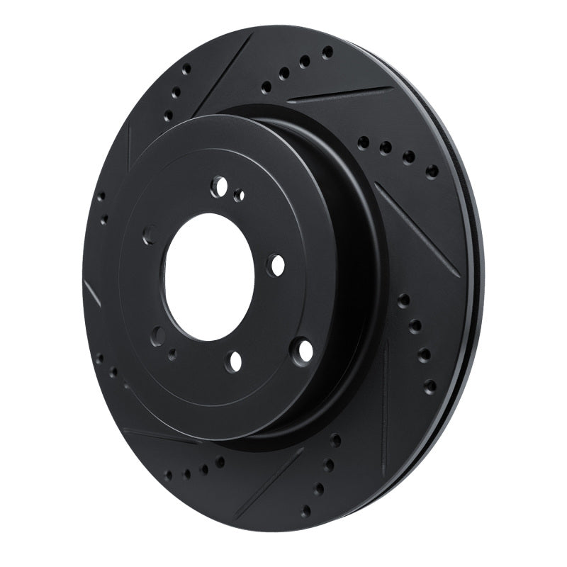 R1 Concepts R1 08-15 Mitsubishi Lancer Rear Left Drilled & Slotted Black Brake Rotor