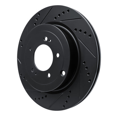 R1 Concepts R1 08-15 Mitsubishi Lancer Rear Left Drilled & Slotted Black Brake Rotor