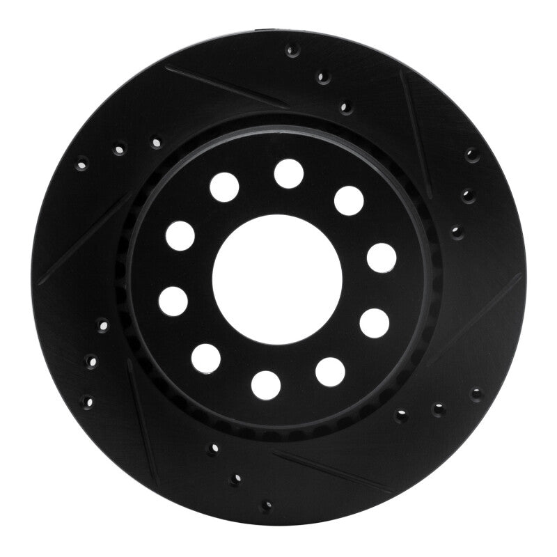 R1 Concepts R1 90-97 Audi S4 Rear Right Drilled & Slotted Black Brake Rotor