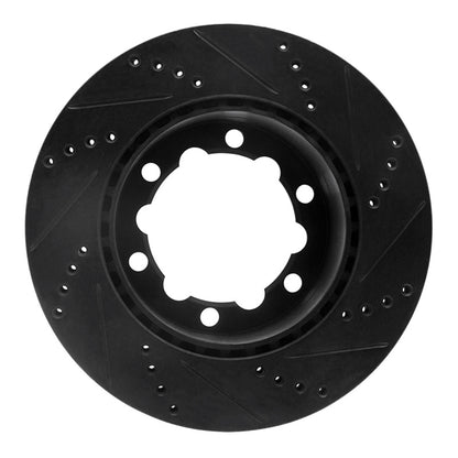 R1 Concepts R1 06-25 American Coach Patriot Rear Left Drilled & Slotted Black Brake Rotor
