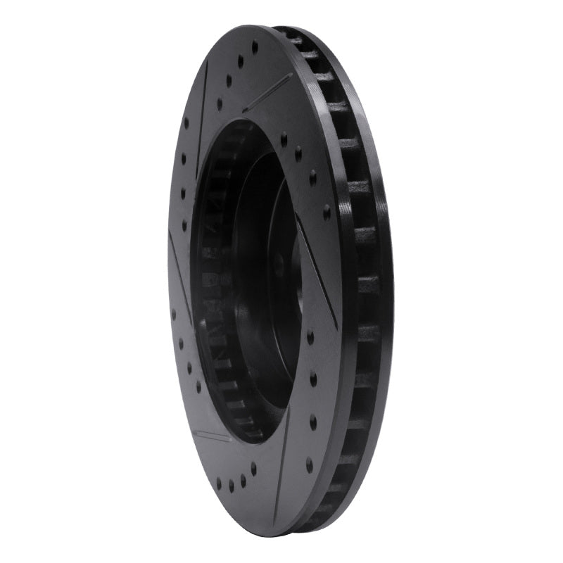 R1 Concepts R1 89-90 Ford Thunderbird Front Right Drilled & Slotted Black Brake Rotor