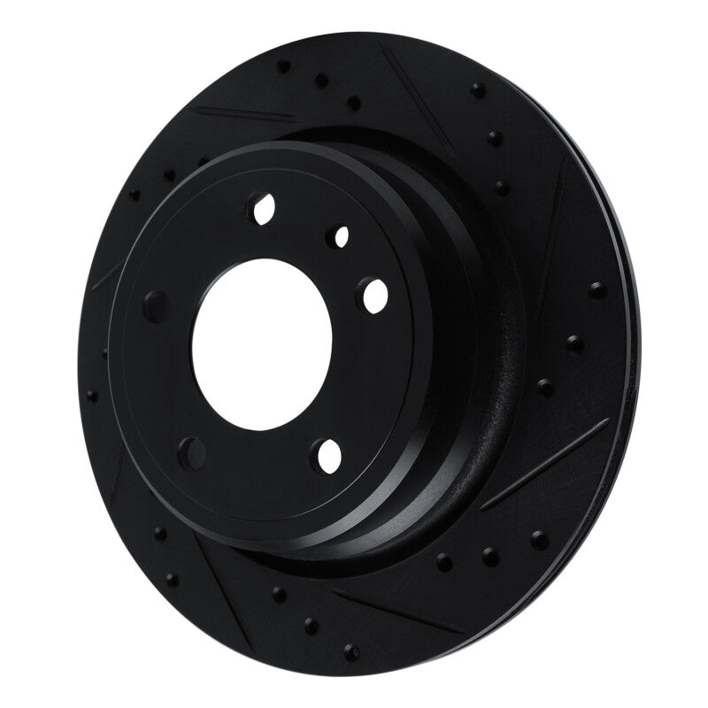 R1 Concepts R1 88-94 BMW 750IL Rear Right Drilled & Slotted Black Brake Rotor