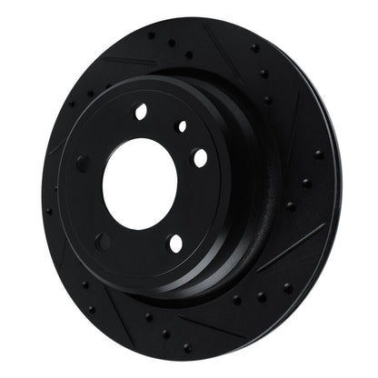 R1 Concepts R1 88-94 BMW 750IL Rear Right Drilled & Slotted Black Brake Rotor