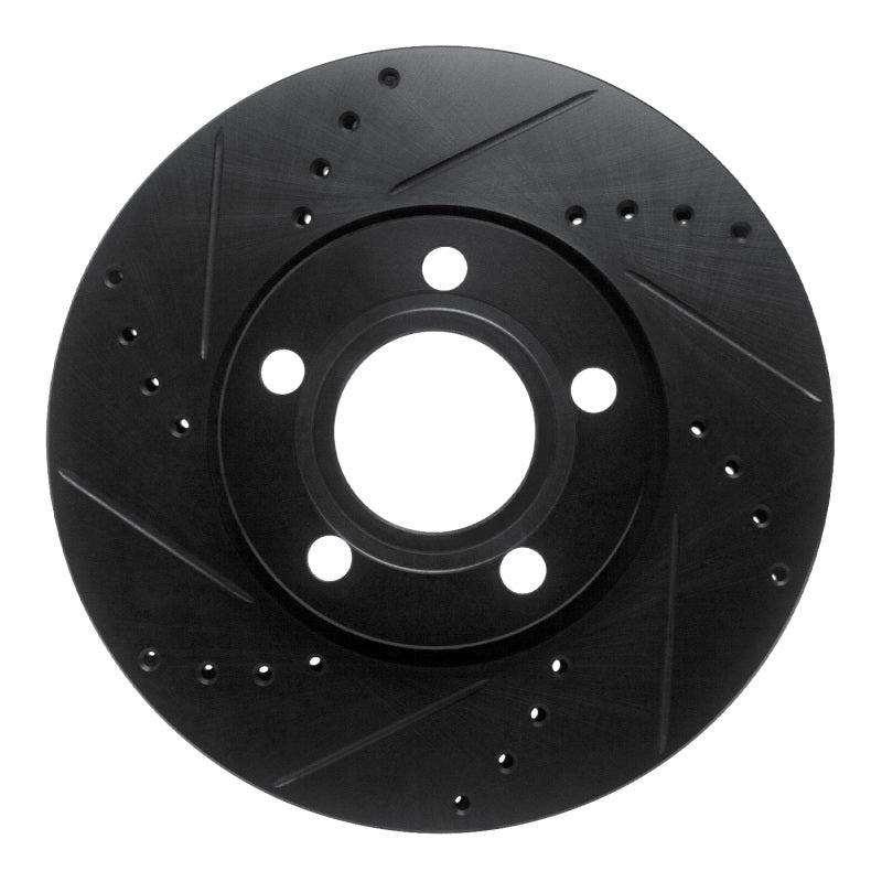 R1 Concepts R1 85-91 Audi 200 Quattro Front Left Drilled & Slotted Black Brake Rotor