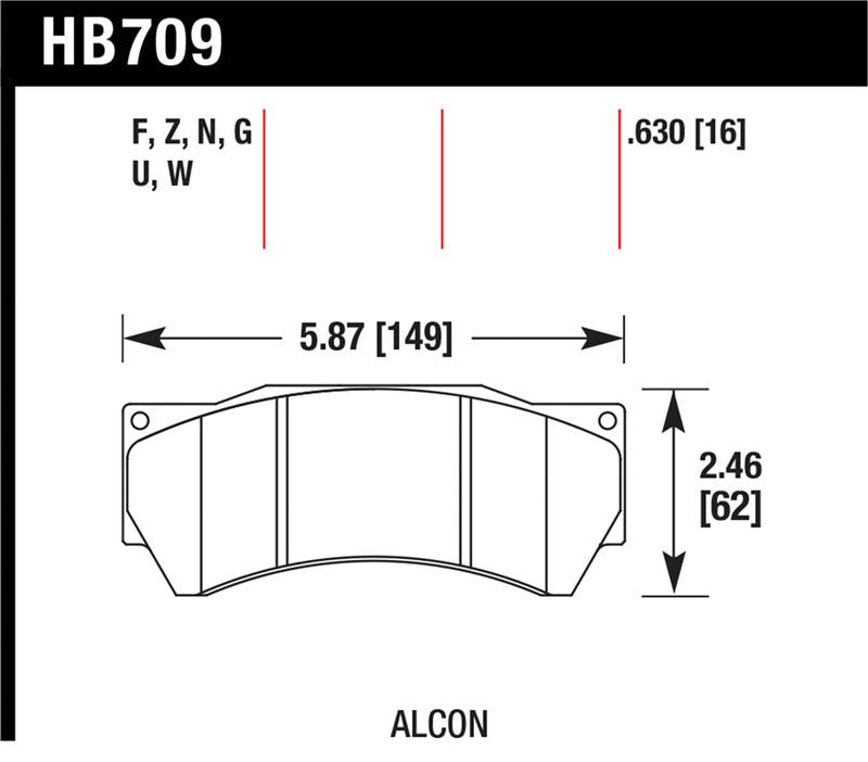 Hawk Performance Alcon Mono 6, Model 4497 DTC-70 Race Brake Pads