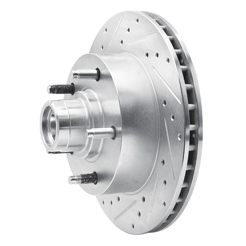 R1 Concepts R1 94-03 Ford E-150 Econoline Front Left Drilled & Slotted Silver Brake Rotor