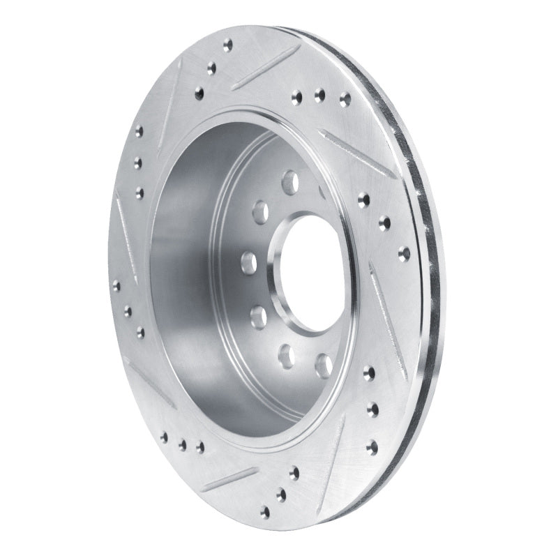 R1 Concepts R1 03-11 Lincoln Town Car Rear Right Drilled & Slotted Silver Brake Rotor