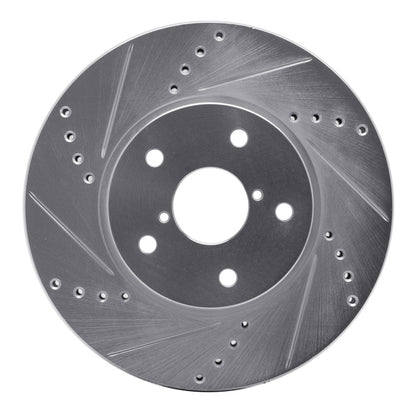 R1 Concepts R1 15-19 Subaru Legacy Front Left Drilled & Slotted Silver Brake Rotor
