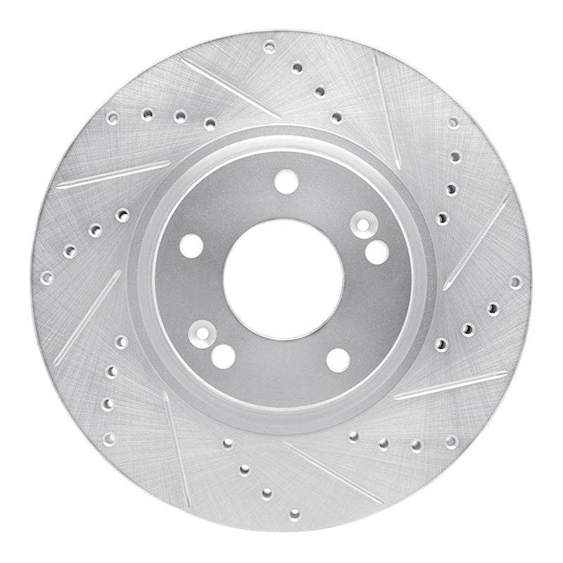 R1 Concepts R1 04-11 Hyundai AZERA Front Right Drilled & Slotted Silver Brake Rotor