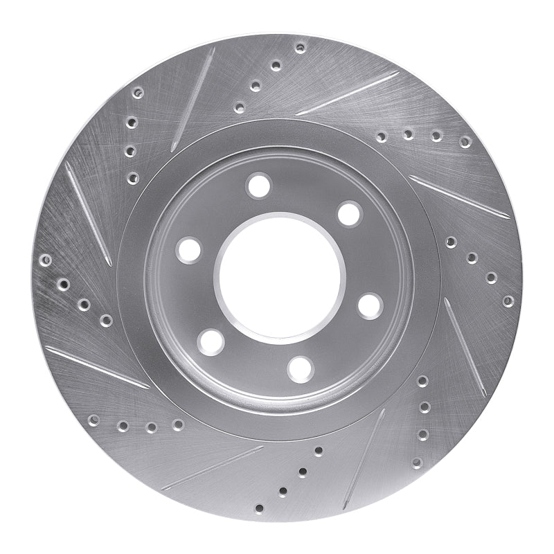 R1 Concepts R1 07-24 Infiniti QX56 Front Right Drilled & Slotted Silver Brake Rotor