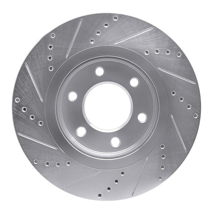 R1 Concepts R1 07-24 Infiniti QX56 Front Right Drilled & Slotted Silver Brake Rotor
