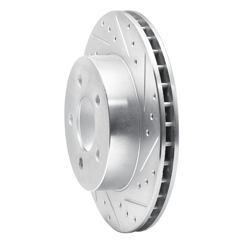 R1 Concepts R1 82-90 Ford Mustang Rear Right Drilled & Slotted Silver Brake Rotor