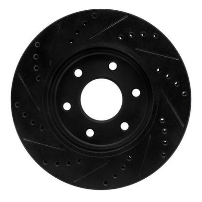 R1 Concepts R1 05-21 Nissan Frontier Front Right Drilled & Slotted Black Brake Rotor
