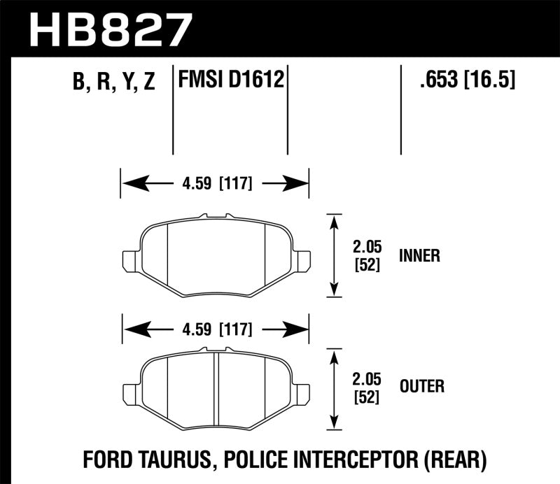 Hawk Performance Hawk 13-16 Ford Taurus SHO HPS 5.0 Rear Brake Pads