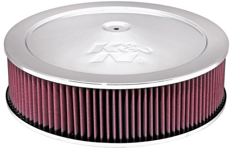 K&N Engineering K&N 14in Red Custom Air Cleaner Assembly - 5.125in ID x 14in OD x 3.75in H x 1.25in Drop Base