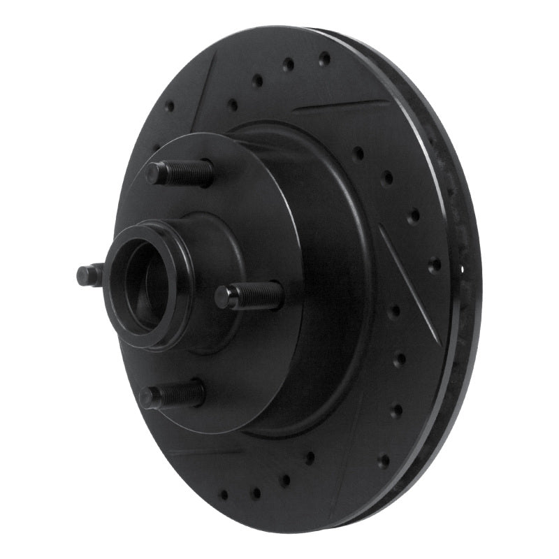 R1 Concepts R1 78-93 Ford Fairmont Front Left Drilled & Slotted Black Brake Rotor