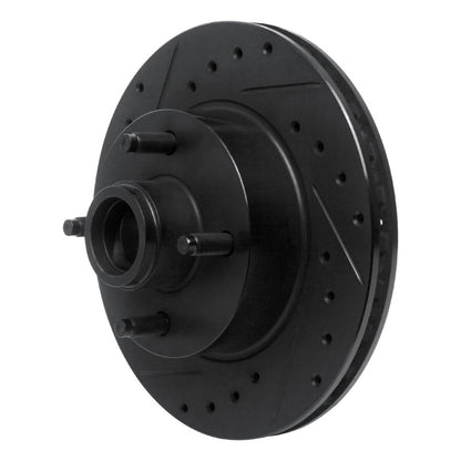 R1 Concepts R1 78-93 Ford Fairmont Front Left Drilled & Slotted Black Brake Rotor